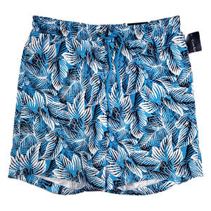 Club Room Tropical‎ 7" Swim Shorts Mens Small Navy Blue CBO Leaf